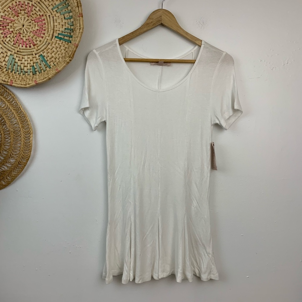 NWT philosophy white ribbed fit and flare top